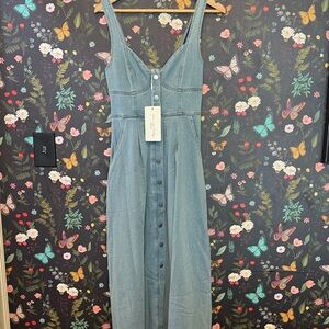 One and Only Collective Denim Button-Down Maxi Dress